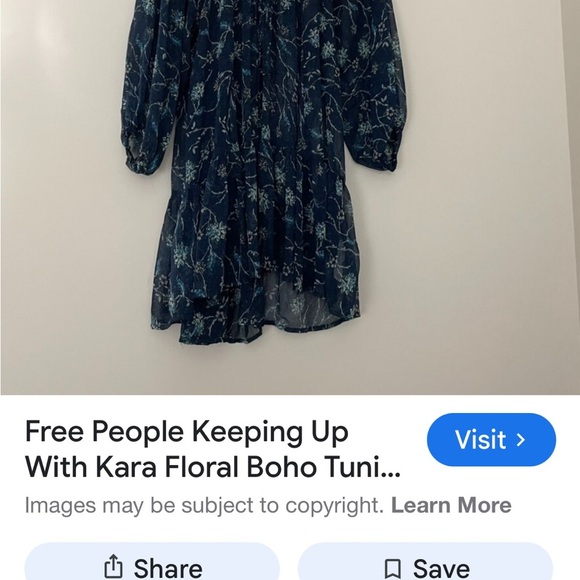 free people keeping up with kara *BLUE** boho flowy oversized dress tunic - Picture 4 of 10